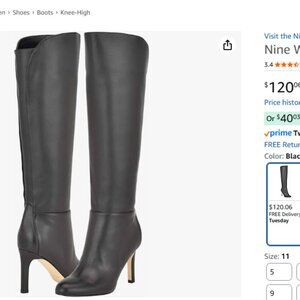 Nine West women's Knee High Sancha Boots Black 11M